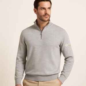 Callaway Men’s Large Half Zip Sweater Gray Wool Blend Knit Golf Pullover